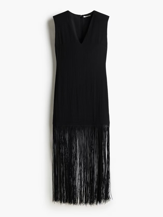 H&M Dresses & Skirts - H&M Black Sleeveless Fringe Dress